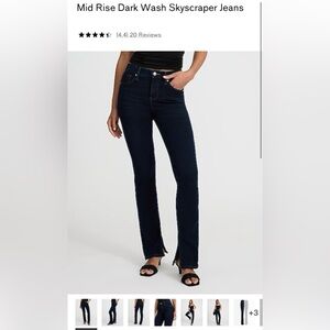 Express Dark Blue Women's Mid-Rise Skyscraper Straight Leg Jeans